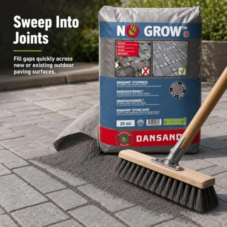 NO GROW Dansand Steinmehl unkrauthemmend dunkel 3-20mm Fugenbreite, 20 kg – Bild 3