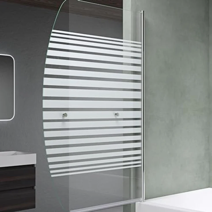 Mai & Mai Duschwand C112S, faltbare Badewannenwand aus teilsatinierten 6mm ESG-Sicherheitsglas mit NANO-Beschichtung, 180° schwenkbar, 90x140cm – Bild 4