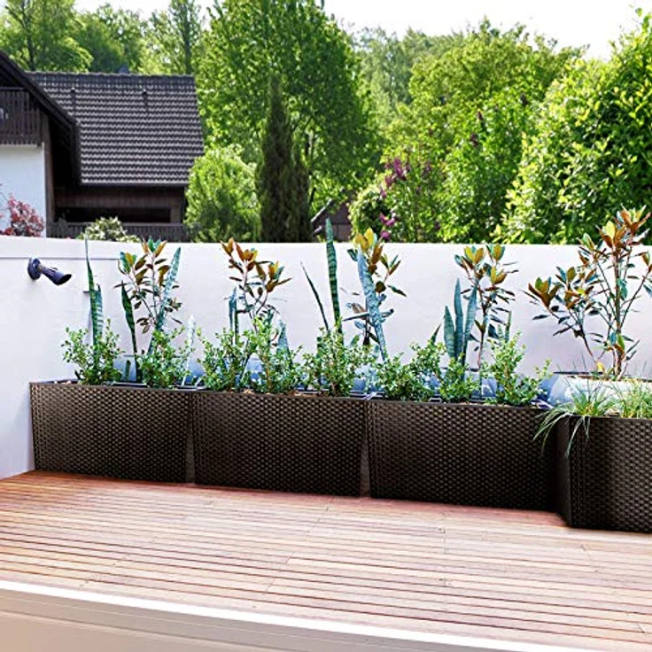 Markenartikel - Hochbeet - 30 Liter - 60 x 25 x 46cm - Blumenkasten Polyrattanoptik 1 – Bild 7