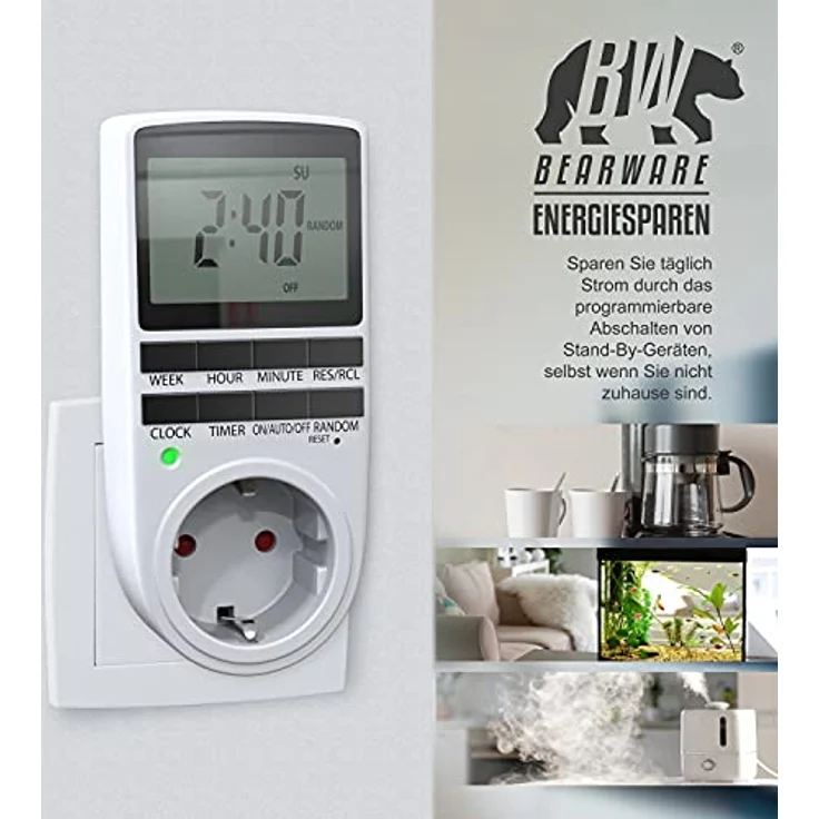 CSL - Zeitschaltuhr digital - 2,1 LCD-Display 5,3 cm - 3680W - Digital-Zeitschaltuhr mit 10 konfigurierbaren Programmen - Back-Up Reserve-Akku - Zufallsschaltung - integrierter Berührungsschutz – Bild 7