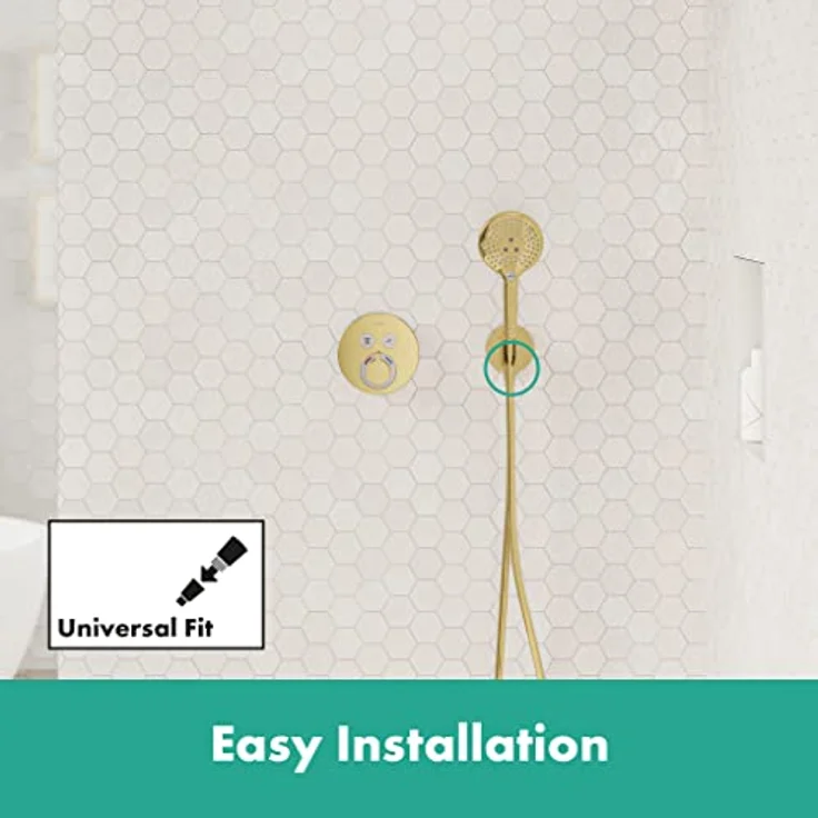 hansgrohe HG Wandanschluss FixFit S, Badarmatur mit Brausehalter und Rückflussverhinderung, polished gold optic – Bild 3