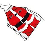 Kochschürze Schürze Weihnachten Weihnachtsmann Backschürze lustig – Rot und Weiß – zum Backen und Kochen (L) 72 cm x (B) 51 cm – Unisex