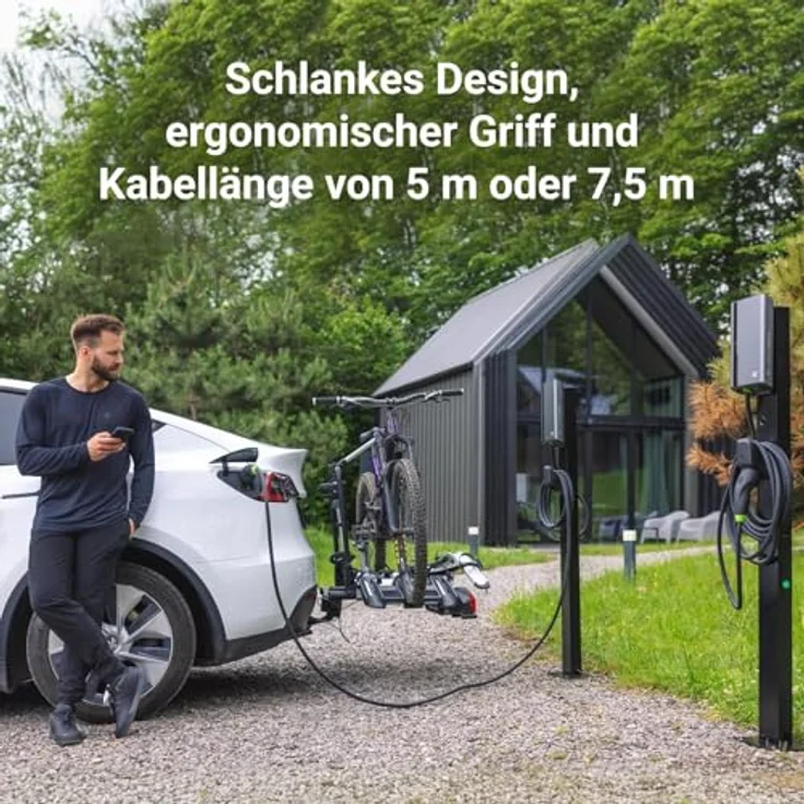 GreenCell GC EVGC021B2275, Elektroauto Ladestation Wallbox, 3,6 - 22 kW, 7,5 m Kabellänge, NFC, Typ 2 Anschluss, 32 A, IP54, IK10 Schutz – Bild 2