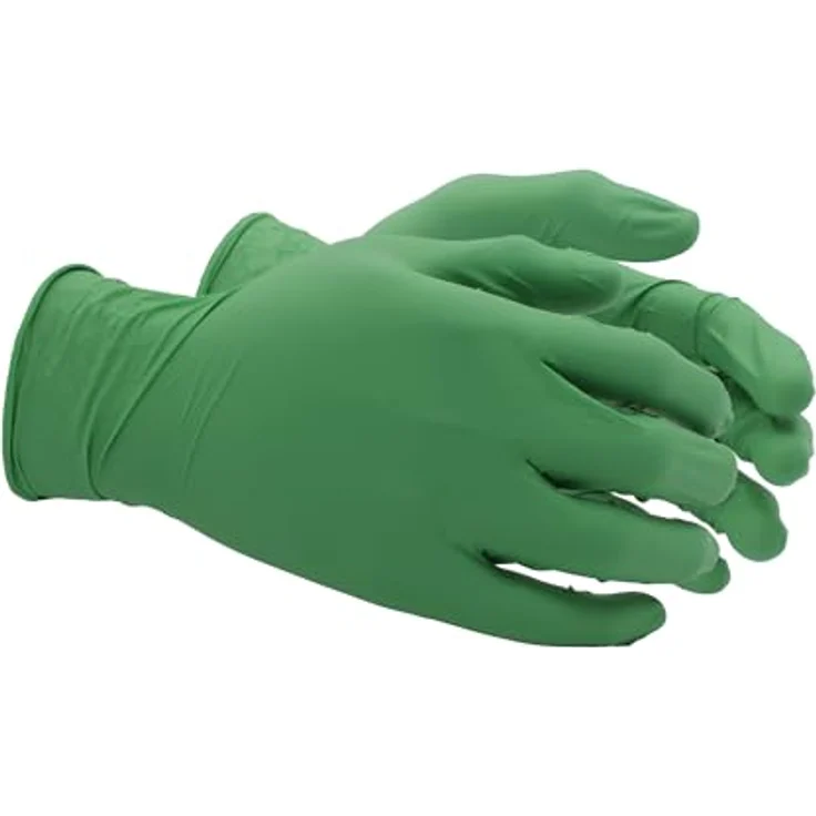 SHOWA 6110PF, Nitril - Beschichtung, Einweghandschuh, Grün, 7/S – Bild 5