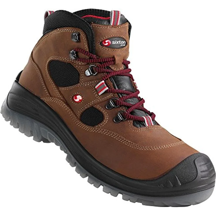 Sixton Labrador High S3, Arbeitsschuh aus gefettetem Nubuck-Leder, braun, Schuhgröße 45 (UK 10.5) mit durchtrittsicherer Sohle und SRC getesteter Laufsohle – Bild 2