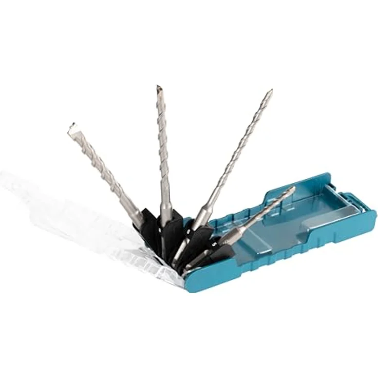 Makita E-13596 Centering tip SDS-PLUS Hammer-Bohrer-Set 4-teilig in Aufbewahrungsbox, Ø 5-10 mm, ideal für Beton und Mauerwerk, Zweischneider, mit Zentrierspitze – Bild 2