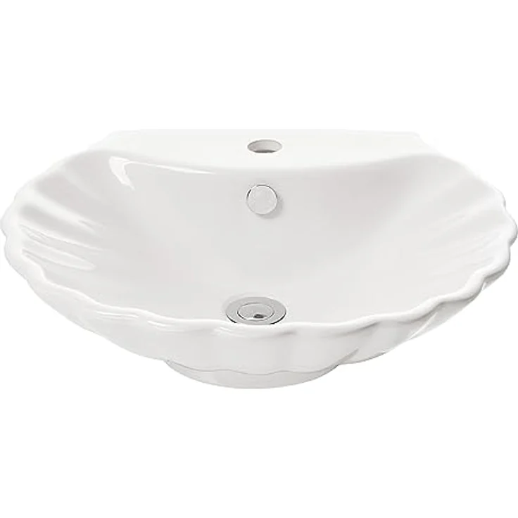 NEG Waschbecken Uno38A (Muschel-Form/oval) Aufsatz-Waschschale/Waschtisch (weiß) mit geschwungenem Rand und Nano-Beschichtung – Bild 2