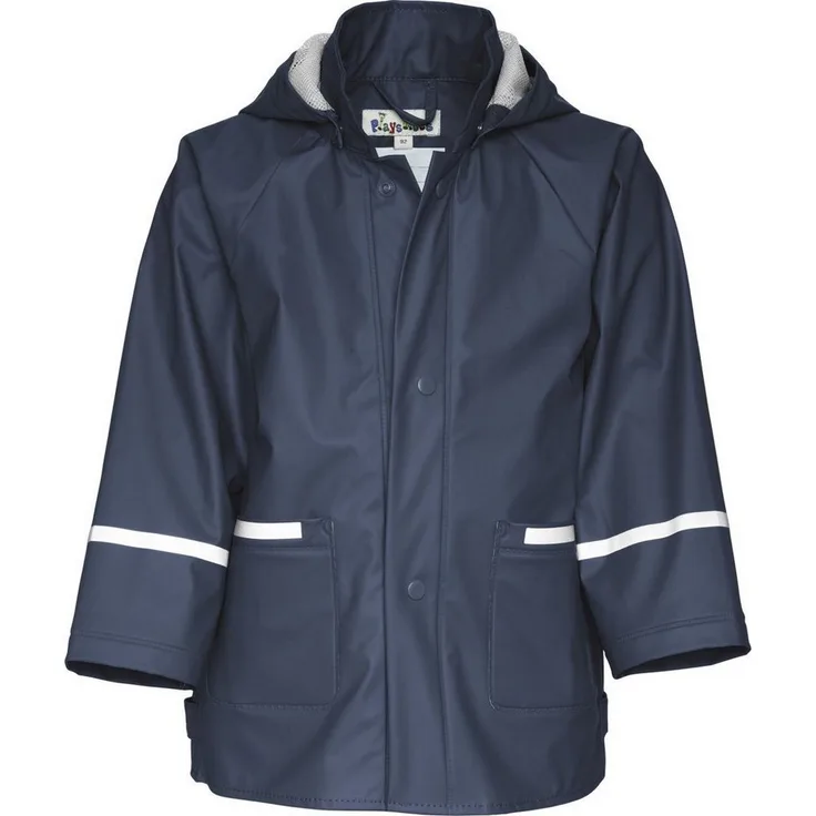Playshoes Regenjacke Basic, wind- und wasserdicht, abnehmbare Kapuze, Reflektoren, grau