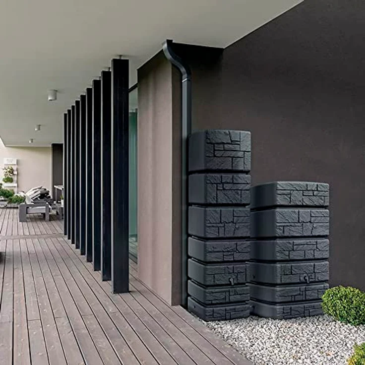 Stones Garden Regenwasserbehälter Tower Stone 500L Grau Rectangle Regentonnen – Bild 4