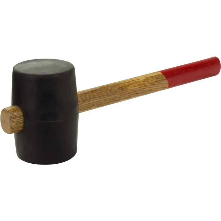 DEMA Hammer Gummihammer mit Holzstiel Ø 90 mm, Schwarz, Rundschlagprofil, Hohe Qualität