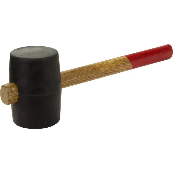 DEMA Hammer Gummihammer mit Holzstiel Ø 90 mm, Schwarz, Rundschlagprofil, Hohe Qualität