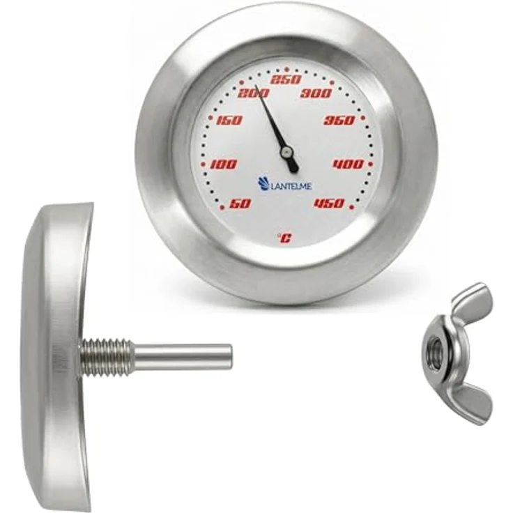 Lantelme Grillthermometer 450°C, Edelstahl Grilldeckelthermometer mit Temperaturanzeige von 50 bis 450 Grad, 2-tlg. – Bild 2
