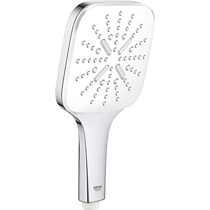 GROHE Rainshower SmartActive Handbrause 130 Cube, Moon White/Chrom, 3 Strahlarten, 8,5 l/min, mit DripStop und Antikalk-System – Bild 1