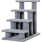 PawHut Tiertreppe Katzentreppe Hundetreppe Treppe für Katze und Hunde 4 Stufen Grau 63,5x43x60cm - Preisvergleich