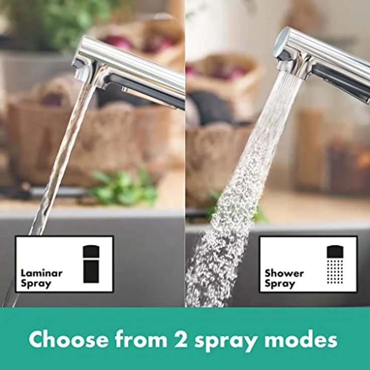 hansgrohe Küchenarmatur Zesis M33 Einhebel-Küchenmischer mit Ausziehbrause, 2jet, verchromt, 150° schwenkbar – Bild 2