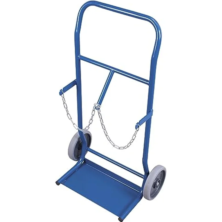 VARIOFIT Stahlflaschenkarre, 50 kg Traglast für 2 Flaschen a 10 Liter, pulverbeschichtet in enzianblau – Bild 1