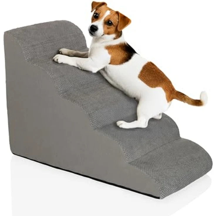 hjh LIVING PAWY STEP 5, Haustiertreppe mit 5 Stufen, rutschfester Bezug aus 100 % Polyester, waschbar, gelenkschonend für Hunde – Bild 3