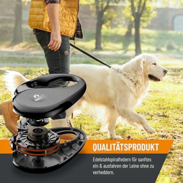 ReaVET Rollleine Hundeleine ausziehbar 5m für mittelgroße Hunde (M) I Ergonomischer & Rutschfester Griff I Hundeleine Einziehbar, Robuste Ausziehleine mit Brems-Stopp-System I Leine Hund bis 25kg – Bild 3