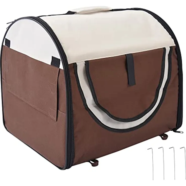 PawHut Hundebox faltbare Hundetransportbox Transportbox für Tier 2 Farben 5 Größen 61x46x51 cm, kaffeebraun-creme
