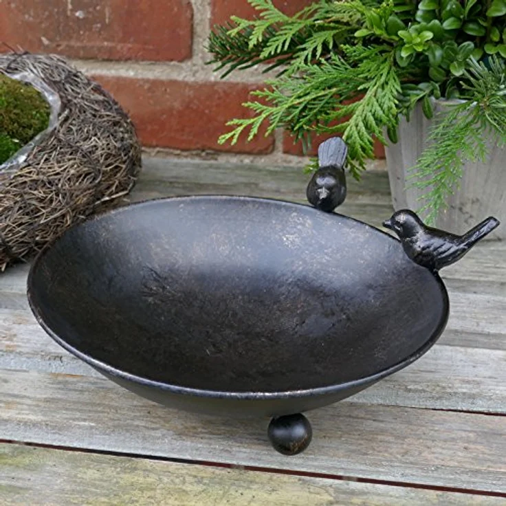 Deko-Impression Vogeltränke Vogelbad Vogel-Futterstelle Eisen massiv bronzefarben 22 – Bild 2