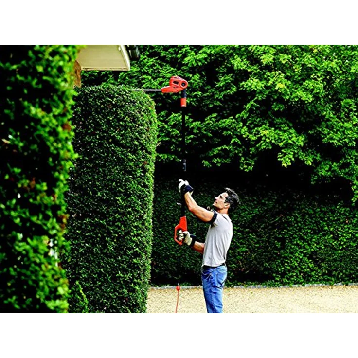 Black+Decker Elektro-Stabheckenschere (550W, Schwertlänge 51 cm, Schnittstärke 22 mm, Reichweite 4m, Hecken schneiden ohne Leiter, inkl. Messerschutzhülle + Schultertragegurt) PH5551 – Bild 6