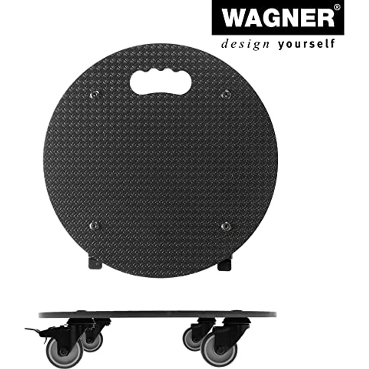 WAGNER Pflanzenroller HPL Black Ø 38 cm, stabiler Blumenroller mit 100 kg Tragkraft, 2 Total-Feststellern, für Innen- und Außenbereich – Bild 5