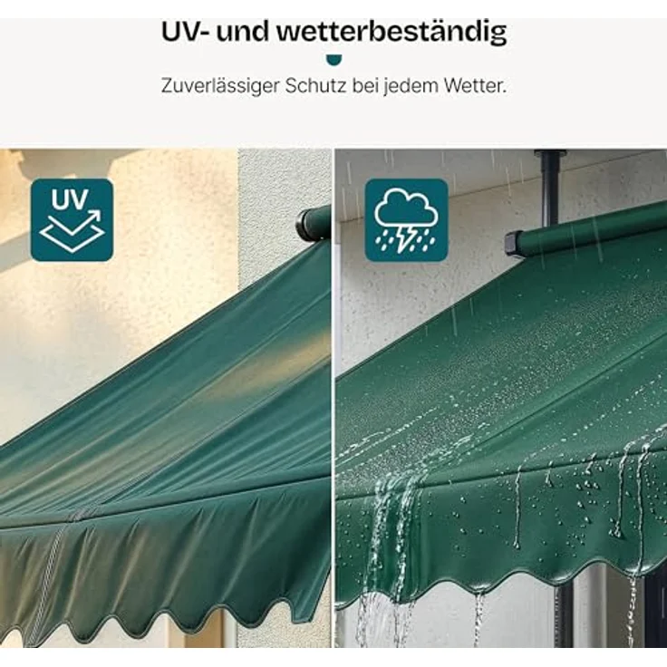 Pro.tec - Klemmmarkise 300x120x200-300cm ohne Bohren Dunkelgrün – Bild 7