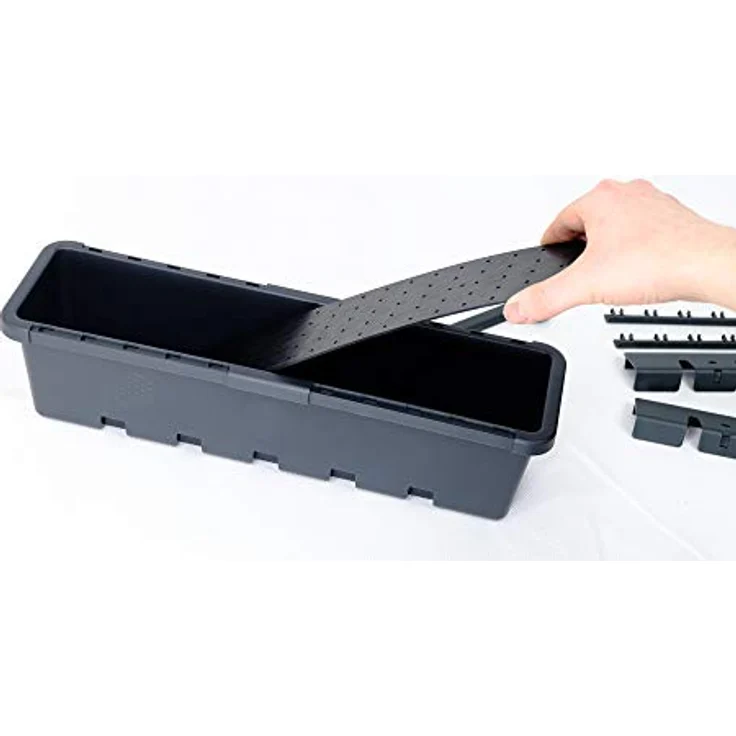 GreenLife Hochbeet / Kräuterbox 3 Stück (3er Set), anthrazit, mit integriertem Zwischenboden – Bild 2