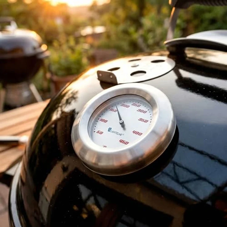 Lantelme Grillthermometer 450°C, Edelstahl Grilldeckelthermometer mit Temperaturanzeige von 50 bis 450 Grad, 2-tlg. – Bild 4