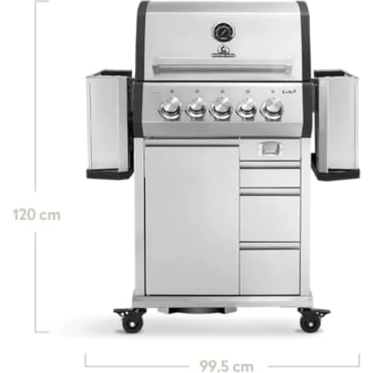 BURNHARD EARL 3-Brenner Gasgrill Edelstahl mit Heckbrenner, Gusseisen Grillrost, Infrarot Keramikbrenner und Abdeckhaube – Bild 3