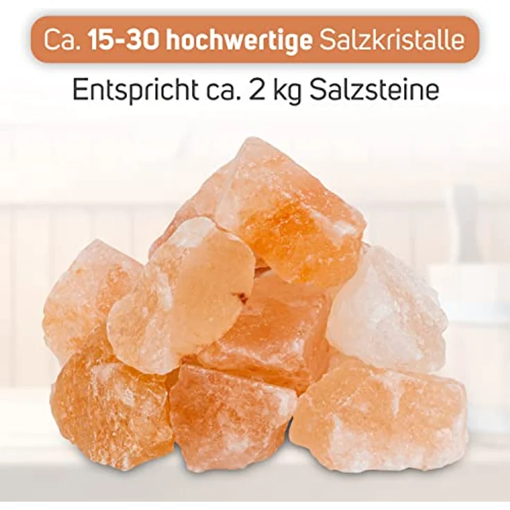 Salzleckstein.shop 2 kg Bergkristall Salz Salzkristall Salzbrocken Saunazubehör Sauna Saunasalz aus Pakistan, 100% NATÜRLICH, 30-60 mm Körnung, rötliche Färbung – Bild 7