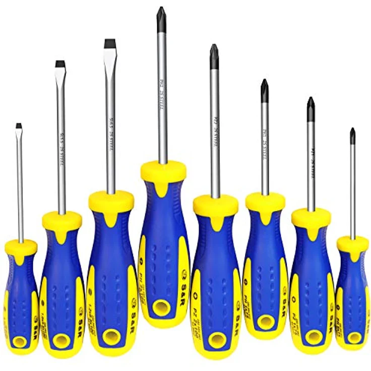 S&R Schraubendreher-Set 8-tlg magnetisch, Kreuzschlitz PH-PZ, Schlitz SL, Power-Form Schraubendrehersatz, angepasster Ergo-Griff, Profiqualität, S2 Spezialstahl Klingen, hochlegiert – Bild 1