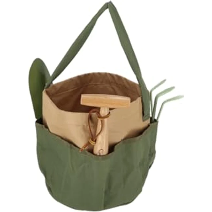 Esschert Design Gartengerätetasche, Werkzeugtasche, rund mit Seitentasche, ca. 28 cm x 28 cm x 26 cm – Bild 6