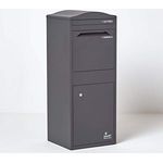 Smart Parcel Box XXL grau mit Bogendach 41.5 x 38.5 x 104 cm, Paketbriefkasten zur Wand- oder Bodenmontage, Paketbox für Zuhause & Unternehmen, Briefkasten für Pakete & Briefe