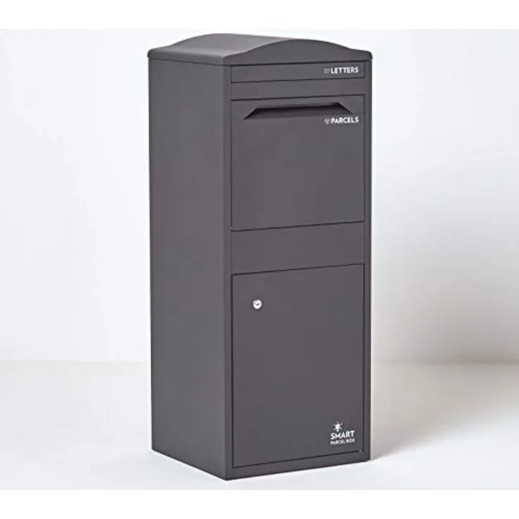 Smart Parcel Box XXL grau mit Bogendach 41.5 x 38.5 x 104 cm, Paketbriefkasten zur Wand- oder Bodenmontage, Paketbox für Zuhause & Unternehmen, Briefkasten für Pakete & Briefe