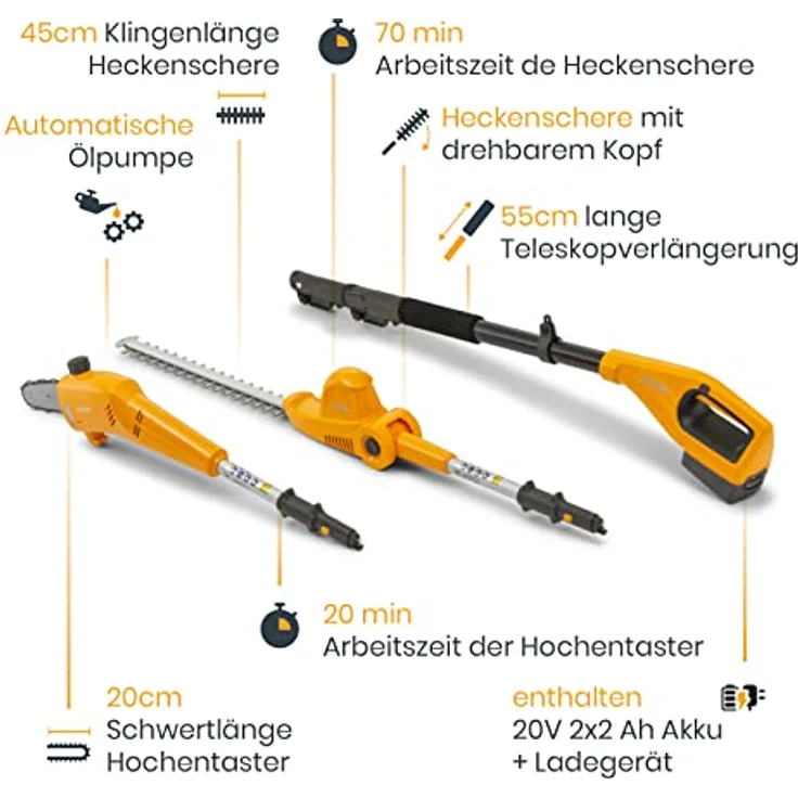 STIGA Multitool MT 100e Kit, Heckenschere und Baumschere mit Teleskopauszug, Für große Höhen und einfaches, schnelles Arbeiten, Inkl. Akku und Ladegerät – Bild 2