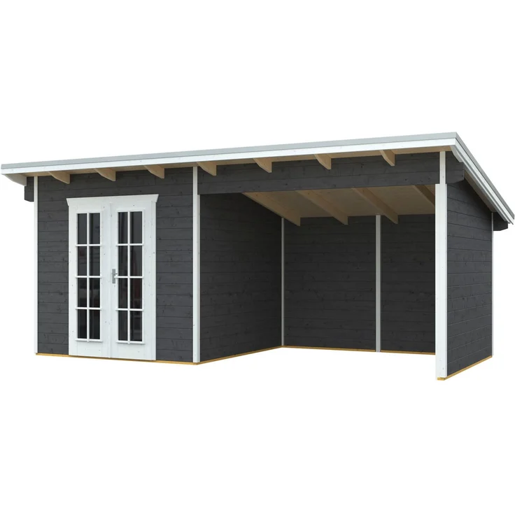 Skanholz Gartenhaus Texel, BxT: 590x310 cm, Nordisches Fichtenholz, 28 mm Wandbohlen, Echtglas Tür, 19 mm Fußboden, 19 mm Profilschalung Dach