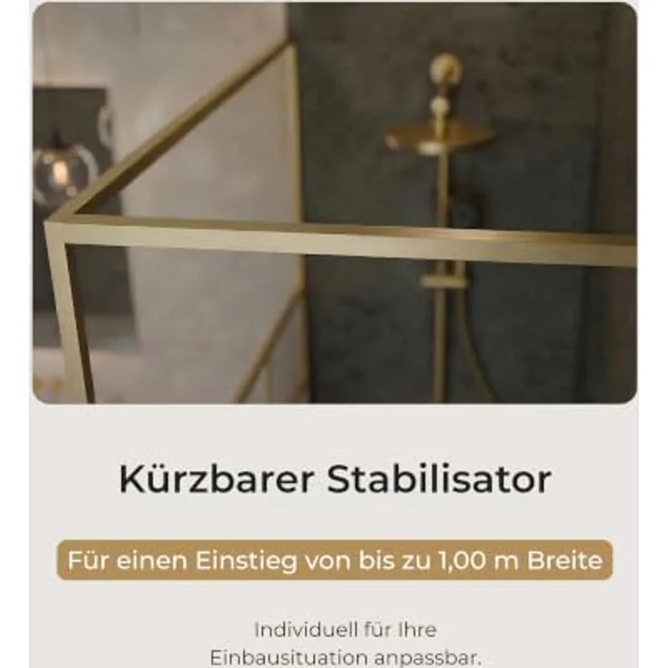 Schulte Duschwand Walk In Carvella, 90 x 200 cm, 6 mm ESG-Sicherheitsglas, mit fixil-Beschichtung und Profil in Goldoptik – Bild 5