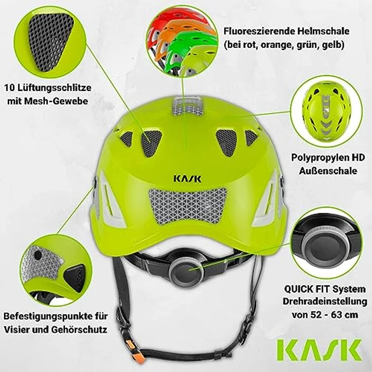 Kask Schutzhelm Superplasma HI VIZ - Arbeitsschutzhelm, Drehrad, Reflexstreifen, EN 397, rot – Bild 3