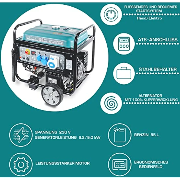Könner & Söhnen KS 12-1E ATSR Benzin Stromerzeuger 9200 Watt, 1x63A – Bild 2