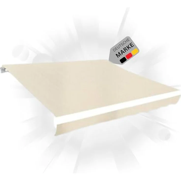 DELUKE® Markisenbespannung Markisenstoff Wasserabweisend Reißfest | Creme, für 350x250cm Rahmen | Markise mit Volant Markisen Ersatzstoff – Bild 1