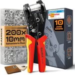 BAURIX® TALOS Ösenzange für Planen, inkl. 200 rostfreier Ösen (Ø 10mm), ohne Vorstanzen, magnetischer Halt, Karbonstahl-Werkzeug für PVC, Stoff, Leder – ideal für Schneider, Heimwerker & Bastler
