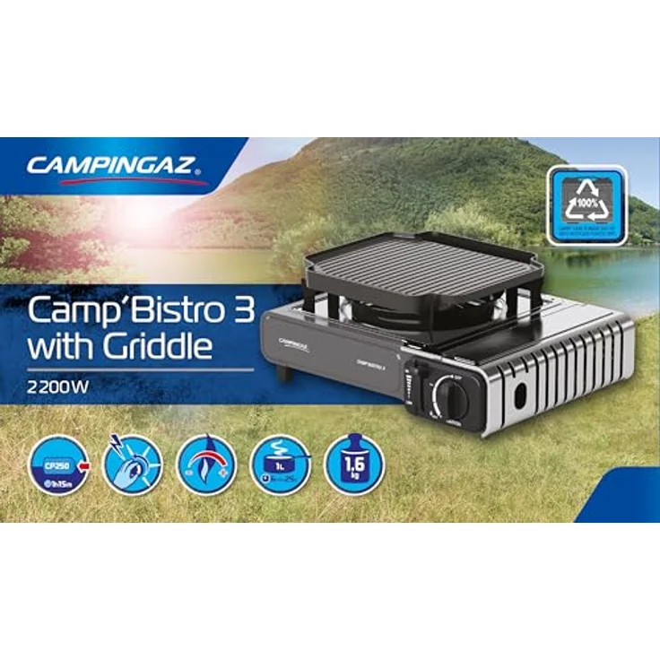 Campingaz Camp’Bistro 3, Gaskocher mit Grillplatte und Kunststoffkoffer, kompakt und leicht – Bild 7
