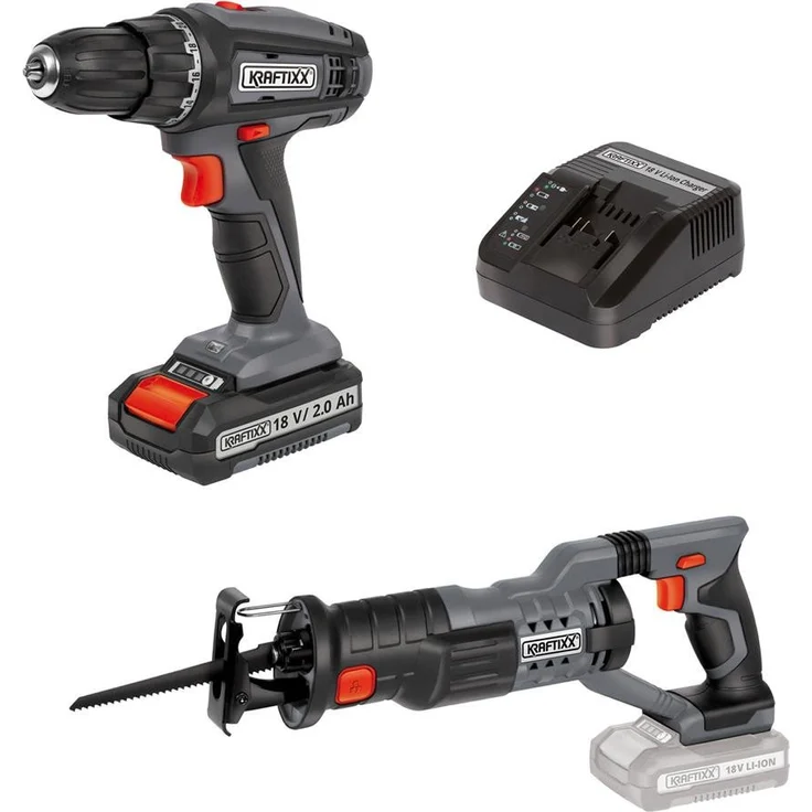 KRAFTIXX® Akku-Schraubendreher KX-AS 18 Li Kit, inkl. 2,0Ah Akku, 2-Gang-Getriebe, Power X-Change kompatibel