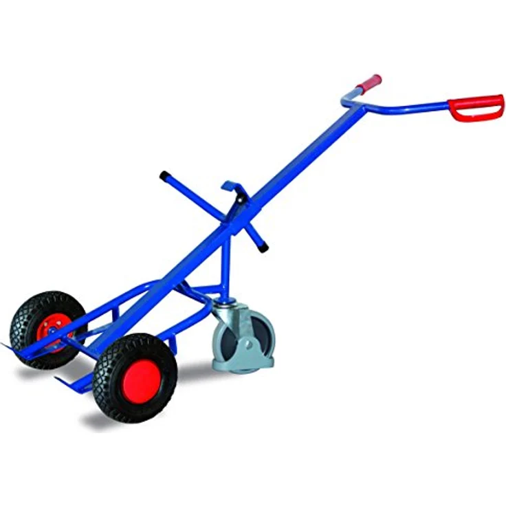 VARIOFIT Fasskarre fk-1105, 250kg Tragkraft für 200 Liter Fässer, Stützlenkrolle, luftbereift, pulverbeschichtet, RAL 5010 enzianblau – Bild 1
