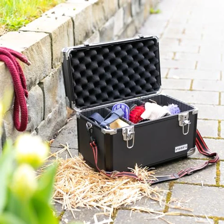 HMF Aufbewahrungsbox 14801, Kamerakoffer mit individueller Facheinteilung, robuste Alu Transportkiste, 40x27,5x23,5 cm, schwarz – Bild 3