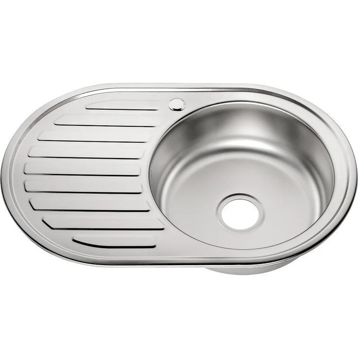 MUCOLA 77CM Edelstahlspüle Rundbecken Einbauspüle Spüle und Ablage Küchenspüle Spülbecken – Bild 1