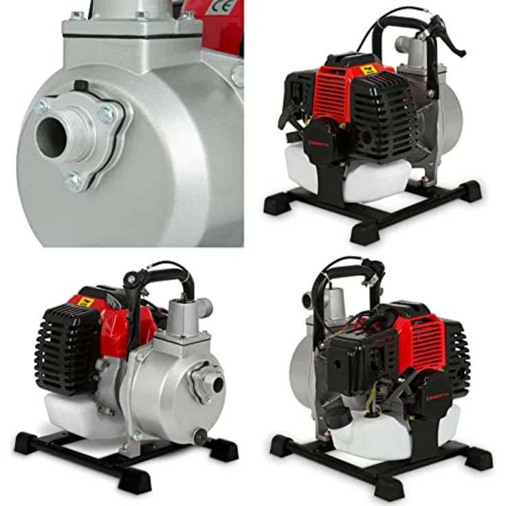 Eberth 1' Benzin Wasserpumpe (12.500 l-h, 2 PS Benzinmotor, 1 Zoll Anschluß, 17,5m Förderhöhe, 7m Ansaughöhe, Seilzugstart) Motorpumpe – Bild 2