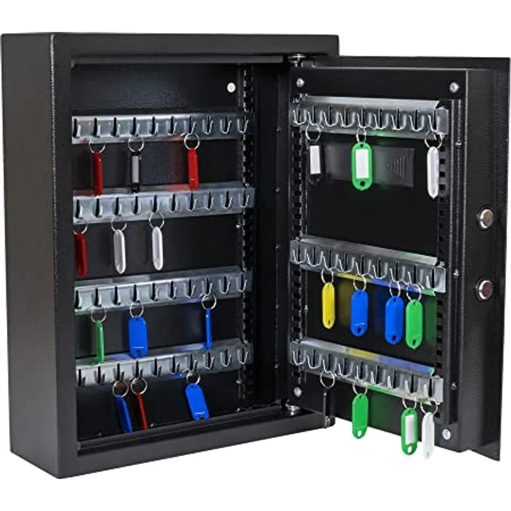 STIER Schlüsseltresor/Schlüsselkasten mit Elektronikschloss, 71 Haken, Verrieglung durch Code, Tür doppelwandig, inkl. Notschlüssel, Schlüsselbox, 8-stelliger Code – Bild 2