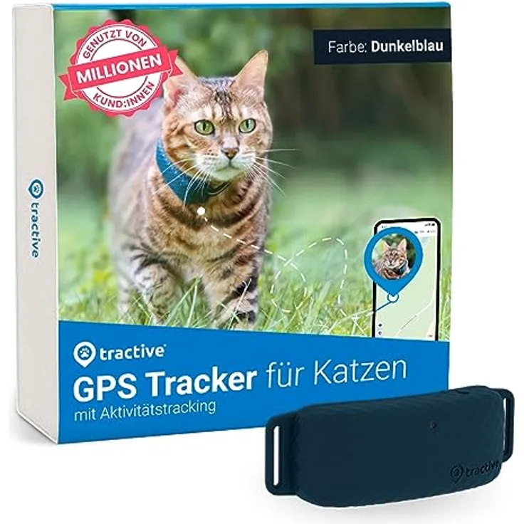 Tractive GPS Tracker Katze | Ortung rund um die Uhr & Revier-Funktion | Weglaufalarm | Unbegrenzte Reichweite (Blau) - Preisvergleich